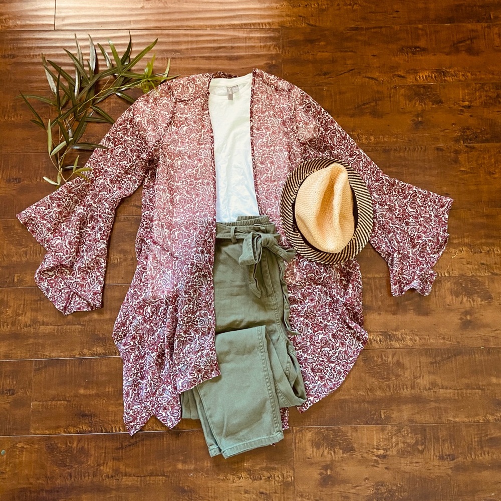 Flowers cardigan batwing sleeves